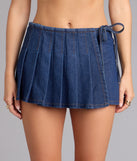 Wrapped Up Cute Denim Pleated Skort