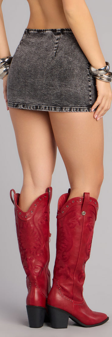 Buckle Up Denim Mini Skort