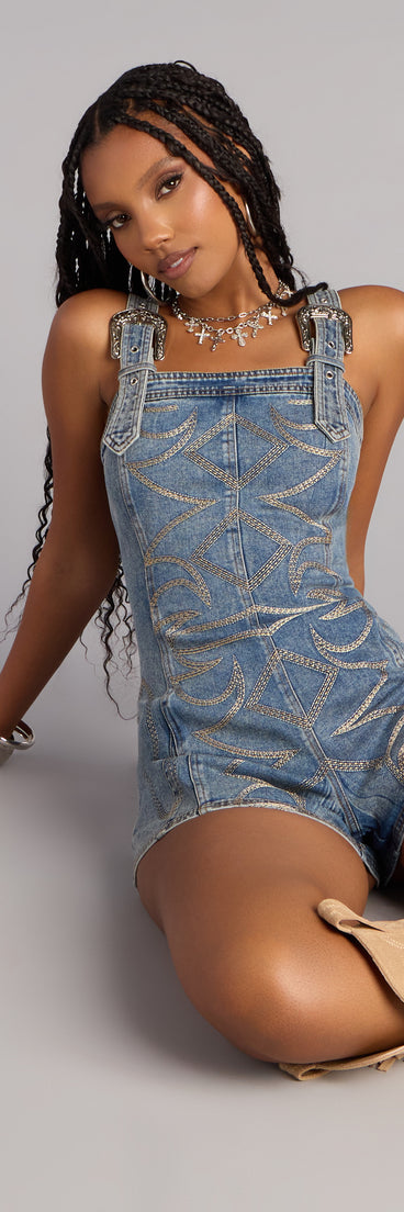 Cowgirl Energy Denim Western Romper