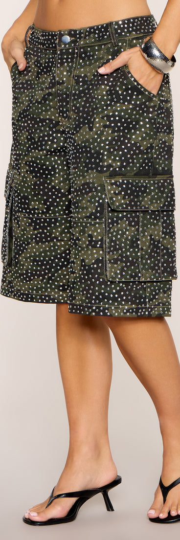 Camo Crush Rhinestone Denim Jorts