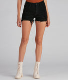 High Rise Destructed Hem Jean Shorts by Windsor Denim