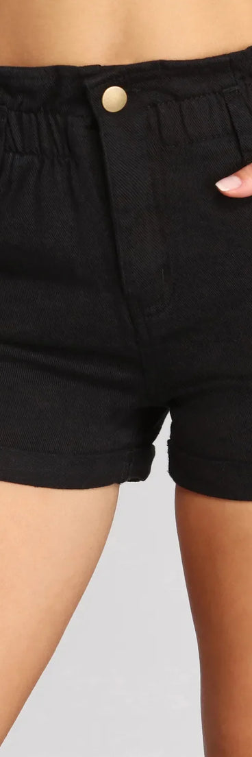 Paper Bag Distressed Cuffed Shorts