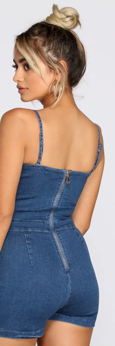Stylish Sweetheart Denim Romper
