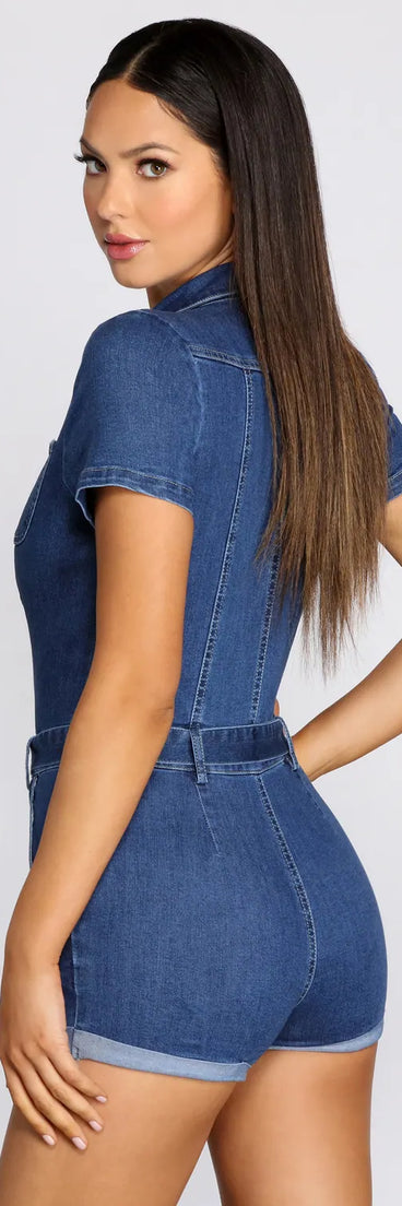 Yes You Can Utility Denim Romper