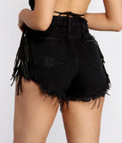 High Rise Fringe Detail Cut Off Shorts