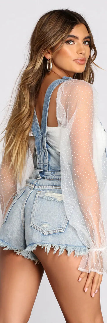 Denim Doll Distressed Overall Shorts