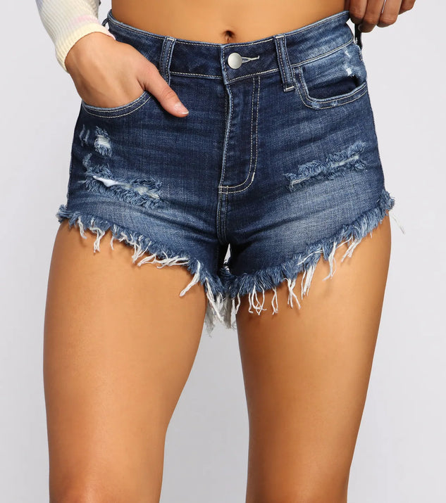 High-Rise Destructed Cutoff Denim Shorts | Windsor High-Rise Destructed Cutoff Denim Shorts | Windsor
