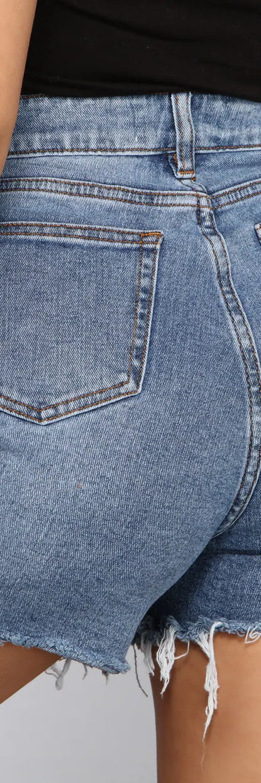 No Drama Destructed Denim Shorts