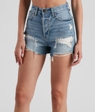 Reese High Rise Destructed Denim Shorts By Windsor Denim