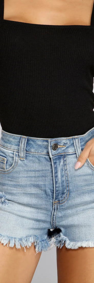 Fab And Frayed High Waist Denim Shorts