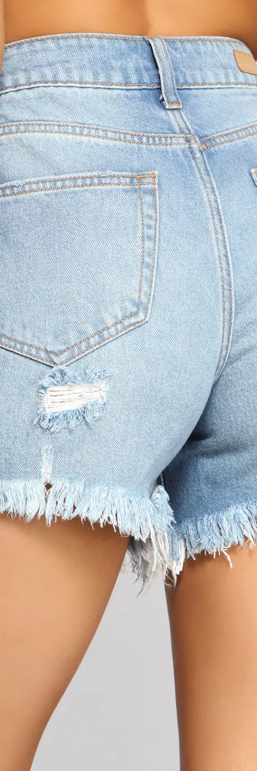 High Rise Vintage Distressed Denim Shorts