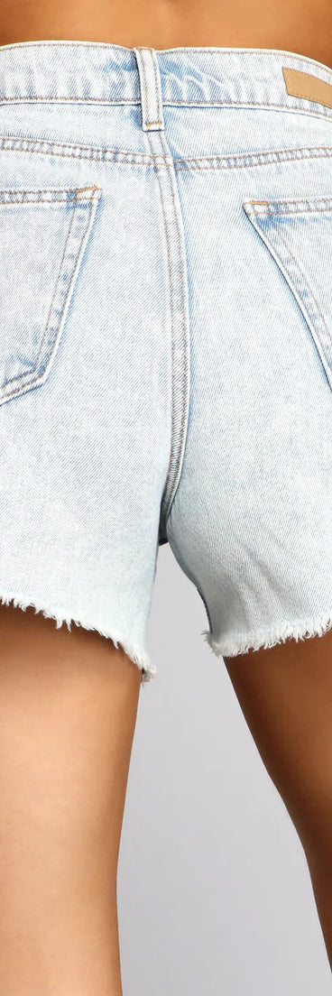 High-Rise Frayed Mom Shorts