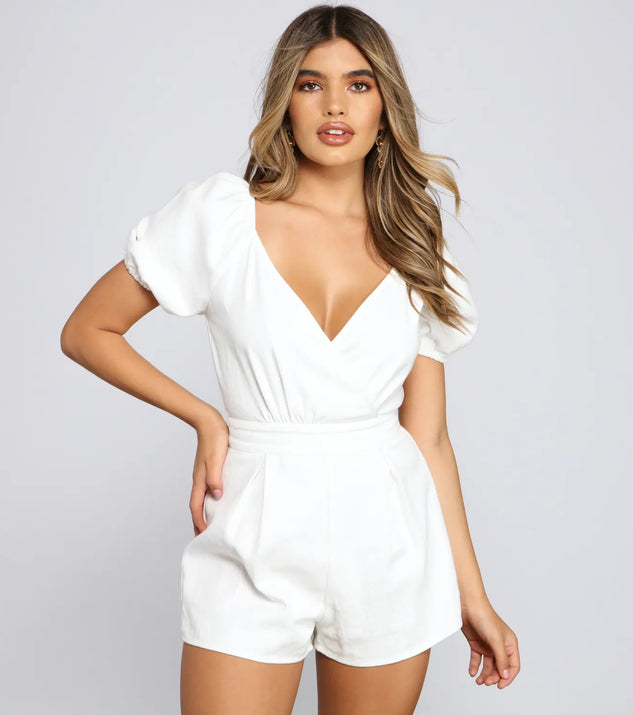 All Eyes On Me Puff Sleeve Romper