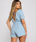 Sweet Style Puff Sleeve Denim Romper