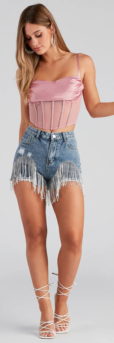 The Edge Of Fringe High Waist Denim Shorts