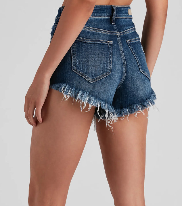 On Edge High Rise Fray Denim Shorts | Windsor