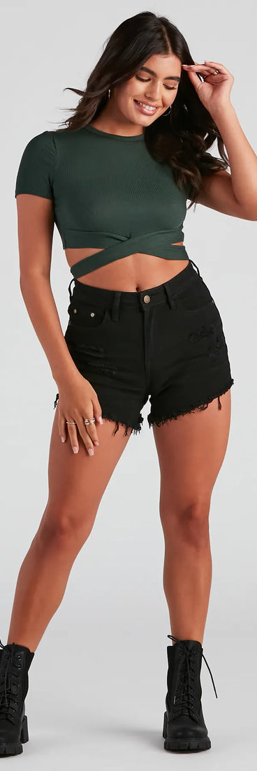 Meli Mid-Rise Distressed Shorts By Windsor Denim