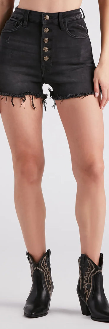 Remy High-Rise Button-Fly Denim Shorts