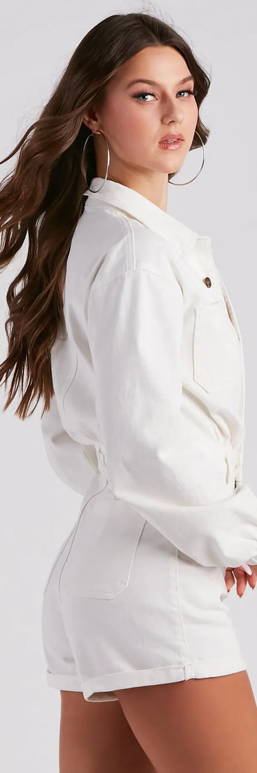 Fresh 'Fit Long Sleeve Denim Romper