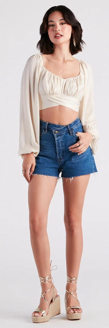 Cali High-Rise Cross Waist Shorts By Windsor Denim