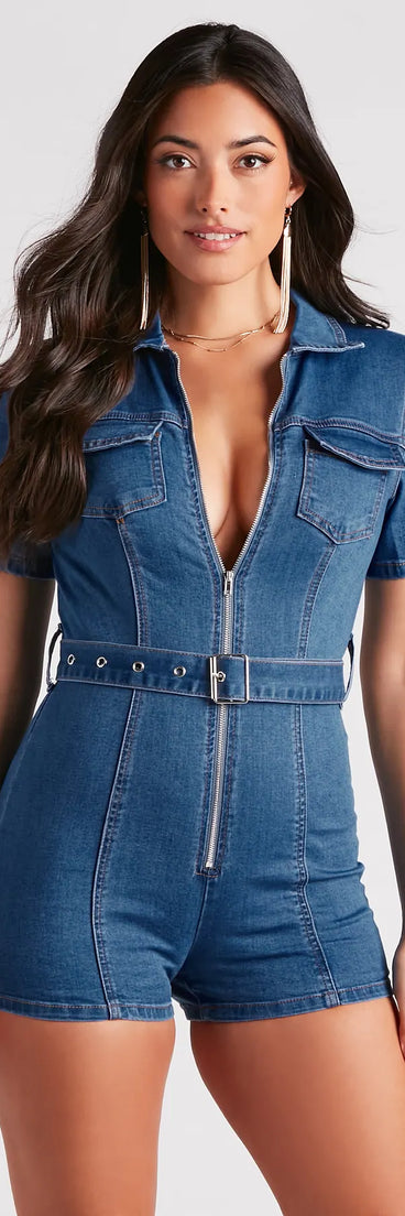 Style In Check Utility Denim Romper