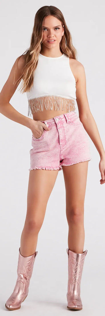 Remy High-Rise Acid-Wash Denim Shorts by Windsor Denim