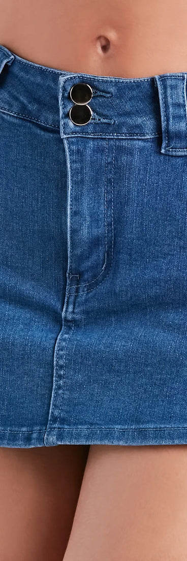 The Best Vibes Mid-Rise Denim Skort