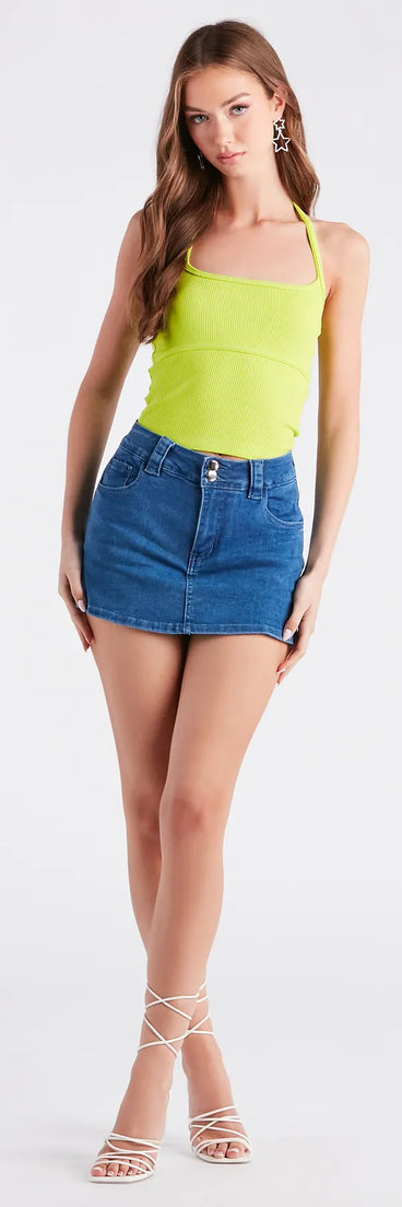 The Best Vibes Mid-Rise Denim Skort