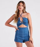 Beach Boardwalk Stroll Cutout Denim Romper