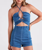Beach Boardwalk Stroll Cutout Denim Romper
