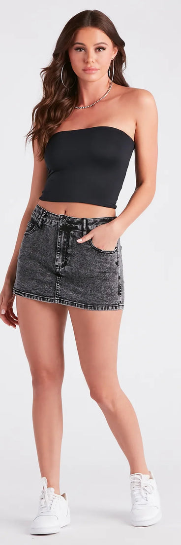 Cool Sensation Acid Wash Denim Skort