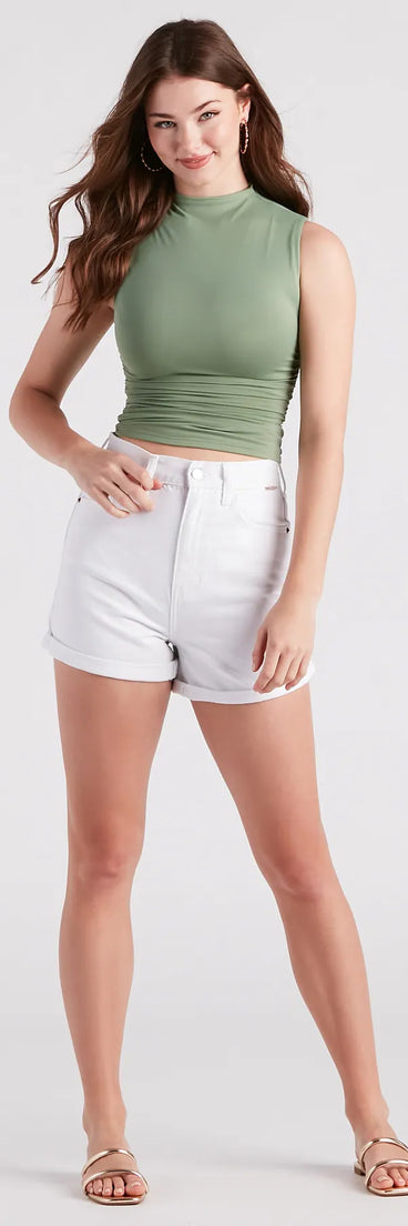 Weekend Ready High-Rise Denim Mom Shorts