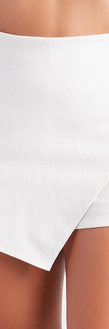 Easy Does It Faux Wrap Denim Skort