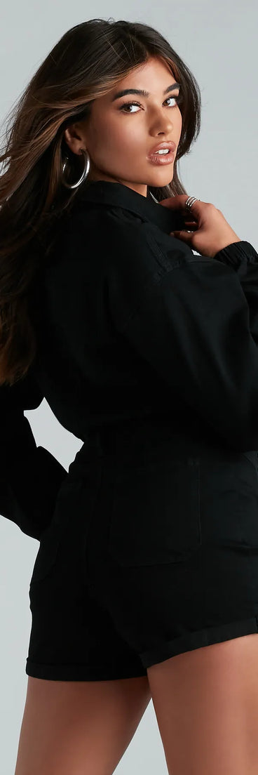 Daytime Adventure Utility Denim Romper