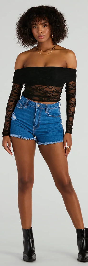 Weekend Fray High Rise Denim Shorts