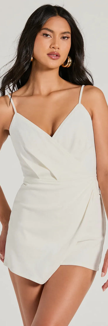 Sweetest Addition Surplice Wrap Denim Romper