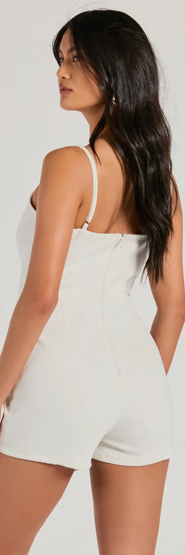 Sweetest Addition Surplice Wrap Denim Romper