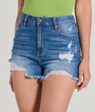 Classic High-Rise Destructed Cut-Off Denim Shorts