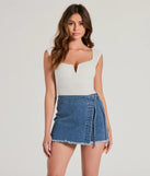Stylish Appearance Side-Tie Wrap Denim Skort