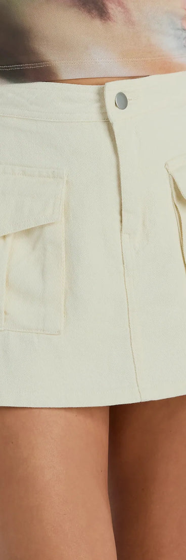 Stand And Deliver High-Rise Pocket Denim Skort