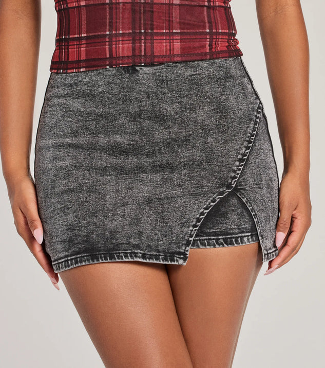 Edgy Style Acid-Wash Denim Skort | Windsor