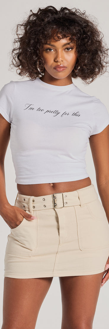 Casual Slay Mid Rise Belted Denim Skort