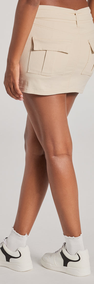 Casual Slay Mid Rise Belted Denim Skort