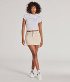 Casual Slay Mid Rise Belted Denim Skort