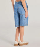 The Latest Trend Mid-Rise Denim Jorts is a trendy women's bottom in medium denim wash, designed with modern details and alluring textures to complete chic outfits for 2025.