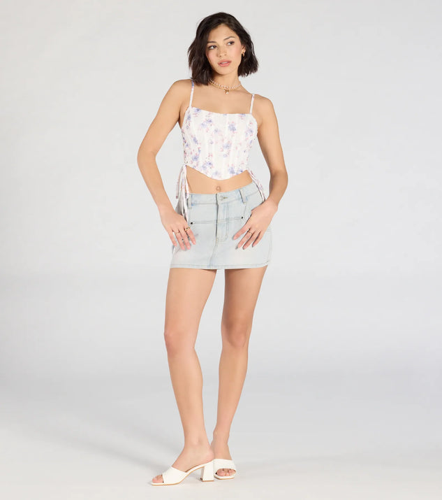 Pair the Set It Straight Mid-Rise Denim Skort with your favorite crop or bodysuit for effortless warm-weather looks with on-trend light blue skorts that speak your style.