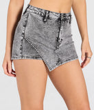 Create bold, fashion-forward looks for spring or summer with the Style So Cool High-Rise Mini Denim Skort in gray, a must-have piece from Windsor’s collection of stylish bottoms for women.