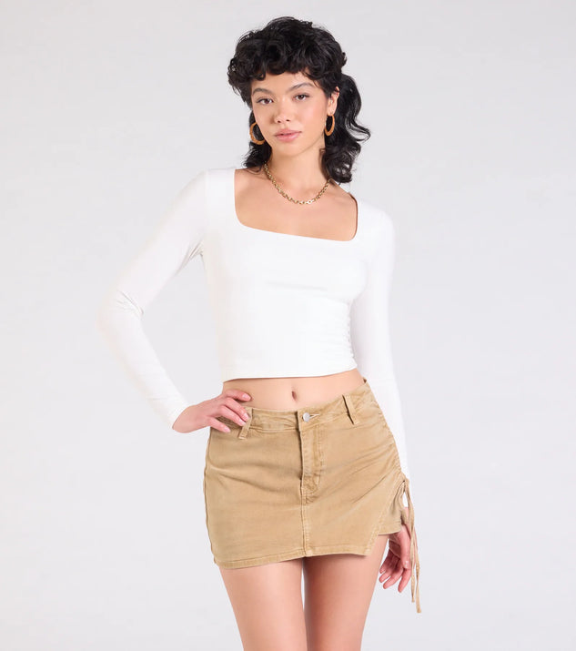 Pair the Take Me Places High-Rise Denim Mini Skort with your favorite crop or bodysuit for effortless warm-weather looks with on-trend khaki skorts that speak your style.