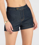 Create bold, fashion-forward looks for spring or summer with the Exceptional Poise High Rise Denim Shorts in dark denim wash, a must-have piece from Windsor’s collection of stylish bottoms for women.