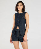 Create bold, fashion-forward looks for spring or summer with the Exceptional Poise High Rise Denim Shorts in dark denim wash, a must-have piece from Windsor’s collection of stylish bottoms for women.